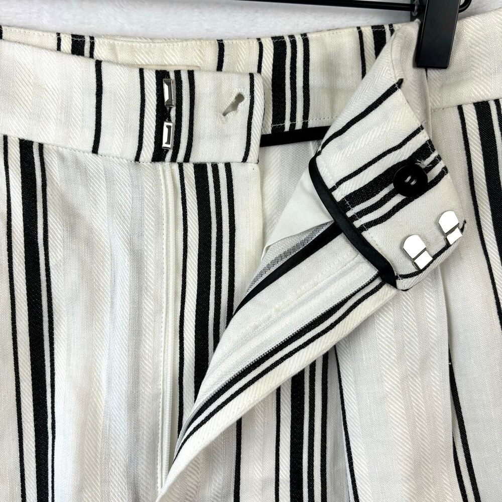 Ted Baker London Linen Asherr Tapered Trouser Pants Size 3 White Striped - Picture 9 of 16